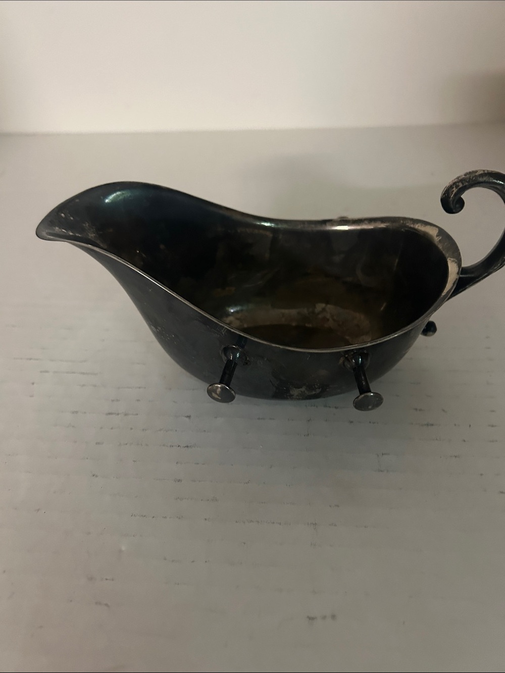 Silver-Tone Vintage Sauce Gravy Boat